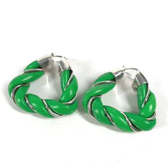 BOTTEGA VENETA Parakeet Triangle Accessories Pierce Leather Green/Silver - Picture 2 of 16